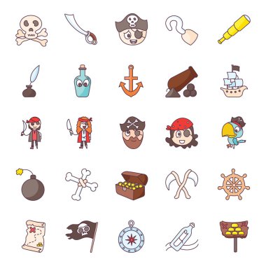 Modern Doodle Biçiminde Korsanlar Sıkıştı 