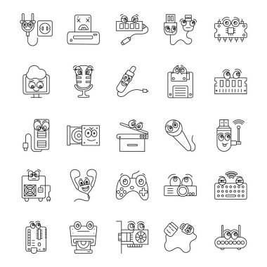 Donanım Bileşenleri Doodle Vektör Paketi 