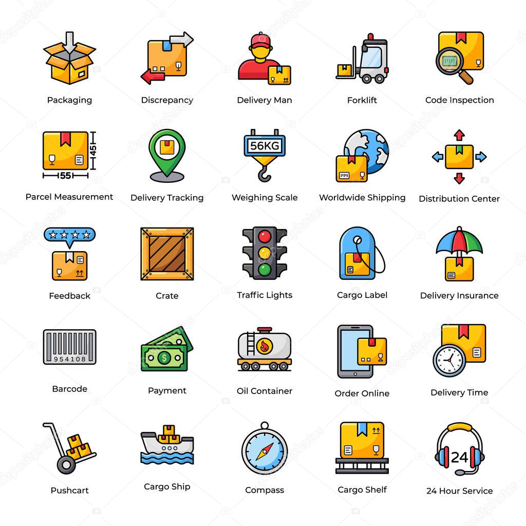 Pack Of Shipping Flat Icons
