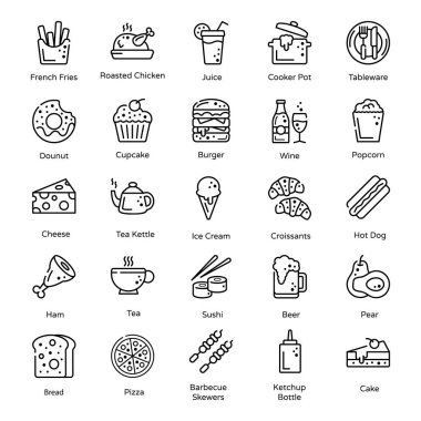 Sıraya dizilmiş Gıda ve Atıştırmalık Çeşitliliği 