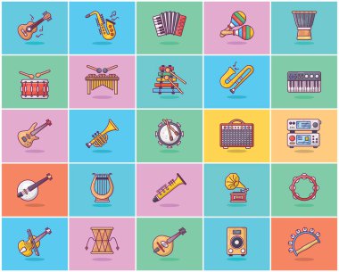 Müzik Düz Simgeleri Paketi 
