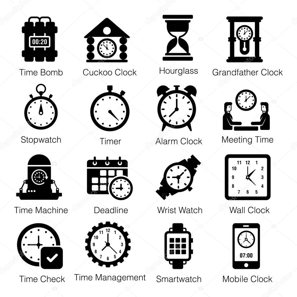 Pack Of Time Solid Icons 