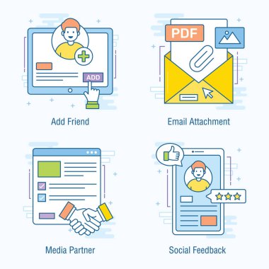 Burada bir grup sosyal geri bildirim simgesi düz vektörler var. Düzenlenebilir simgeler projeleriniz için yaratıcı olarak tasarlanmıştır. İlgili alanlarda kullanmak için yakala.