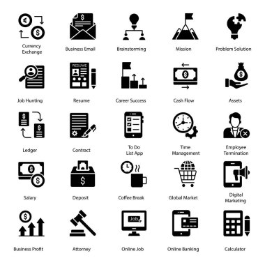 Kolaylığınız için iş ve finans ikonları sunuyoruz. Bu setin düzenlenebilir kalitesi onu farklı ve herkes için yararlı kılıyor. Kurumsal alana yakın uygun bir set artık sizin ellerinizde.. 