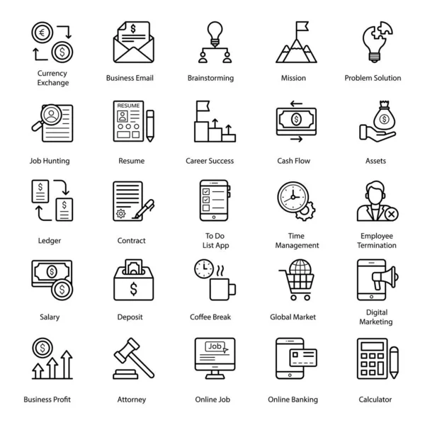 Erbjuder Affärs Och Finans Ikoner Linje Stil För Din Lätthet — Stock vektor