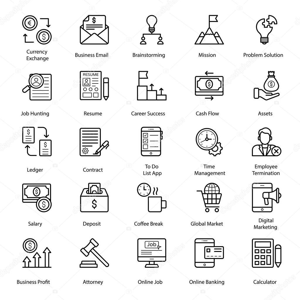 We are offering business and finance icons in line style for your ease. Editable quality of this set makes it different and useful for everyone. A convenient set akin to the corporate field is in your reach now. 