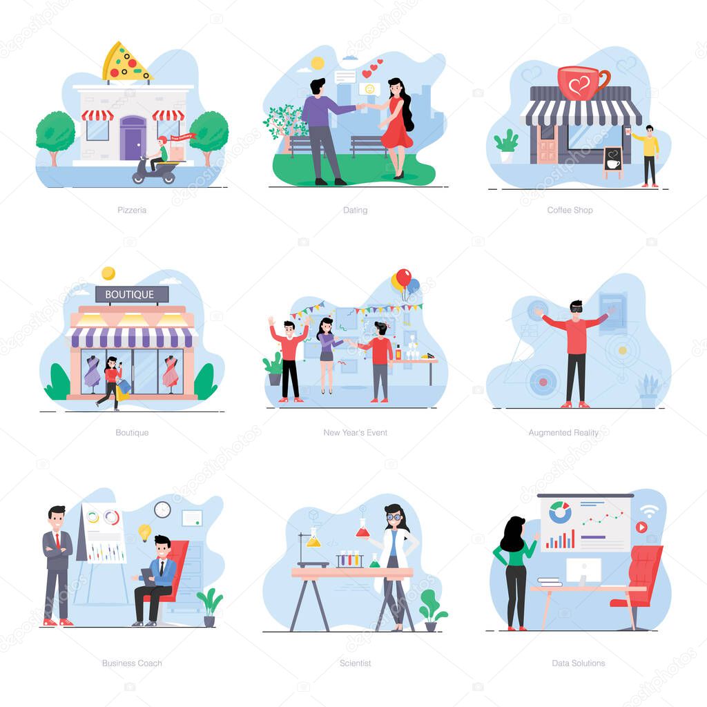 People's creative illustration in modern flat style is presented, encompasses student, farmer, gymnastics, businessman and much more. Hope you'd find it useful and handy to edit and use in associated fields, Happy Downloading!