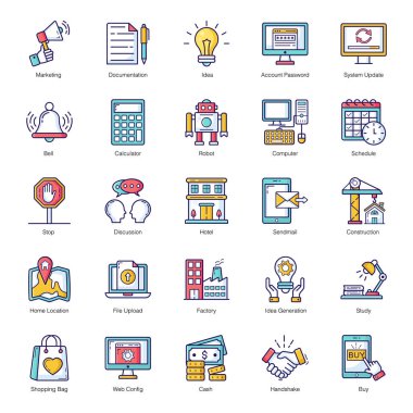 Here we bring a pack of data flat icons. You can select any icon you need, download it, customize it, and use it anywhere you like. Time to inspire your design with these vectors. clipart