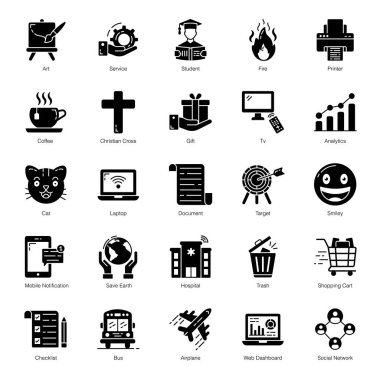 Here we bring a pack of solid icon vectors. You can select any icon you need, download it, customize it, and use it anywhere you like. Time to inspire your design with these vectors. clipart