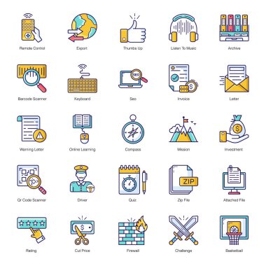 Bir paket düz çizgili vektör getiriyoruz. Düzenlenebilir kaliteye sahip simgeler bu seti size layık kılıyor. Tutun ve ilgili bölümde kullanın..