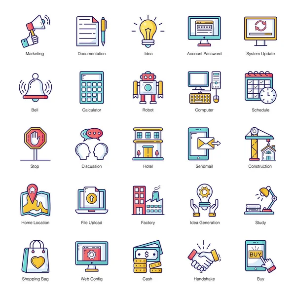 Aquí Traemos Paquete Iconos Planos Datos Puede Seleccionar Cualquier Icono — Vector de stock