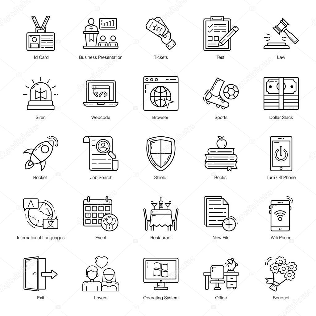 Here we bring a pack of business line icons. You can select any icon you need, download it, customize it, and use it anywhere you like. Time to inspire your design with these vectors.
