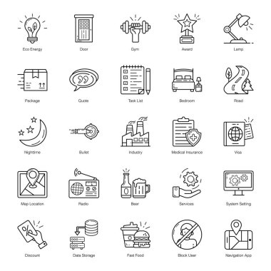 Yaratıcı olarak tasarlanmış çizgi vektörlerini getiriyoruz. Düzenlenebilir kaliteye sahip simgeler bu seti size layık kılıyor. Tutun ve ilgili bölümde kullanın..