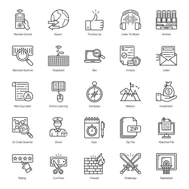 Bir paket çizgi ikon vektörü getiriyoruz. Düzenlenebilir kaliteye sahip simgeler bu seti size layık kılıyor. Tutun ve ilgili bölümde kullanın..