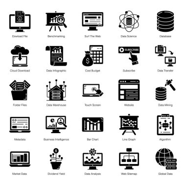 Kusursuz tasarım fikirlerinize uyması için en son moda katı simgelerimiz var. İlgili projelerde kullanmak ve kapmak için mükemmel bir simge seti. Mutlu İndirmeler!