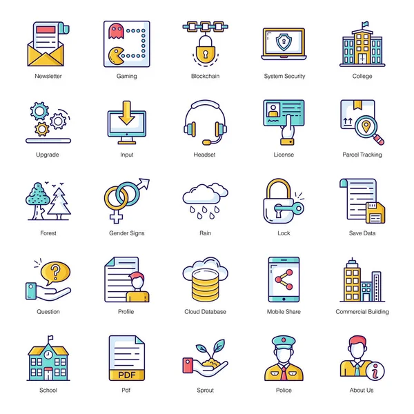 Hier Bringen Wir Eine Packung Daten Flat Icons Sie Können — Stockvektor