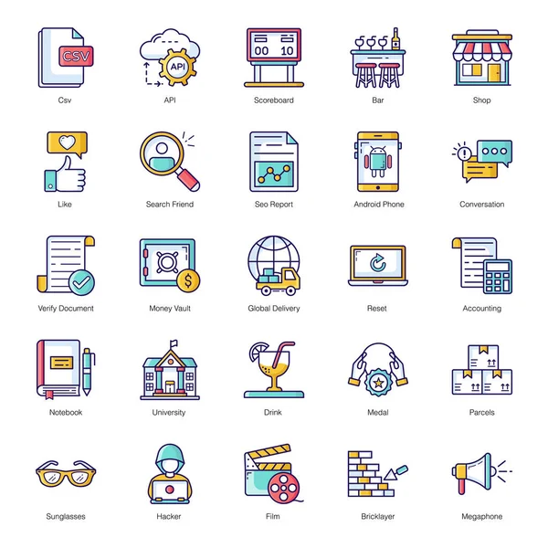 Aquí Traemos Paquete Iconos Planos Negocios Puede Seleccionar Cualquier Icono — Vector de stock