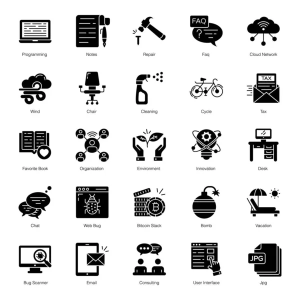 Burada bir paket katı ikon vektörü getiriyoruz. İstediğiniz herhangi bir simgeyi seçebilir, indirebilir, özelleştirebilir ve istediğiniz yerde kullanabilirsiniz. Bu vektörlerle tasarımınıza ilham verme zamanı..