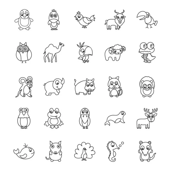 Conjunto Perfecto Dibujos Animados Mascotas Doodle Iconos Pack Mejor Para — Vector de stock