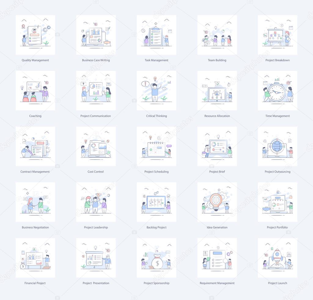 Here is an amazing pack of business tasks flat illustration. Whether you are designing your own website or running and online business, you will find these icons super useful. Happy Designing!