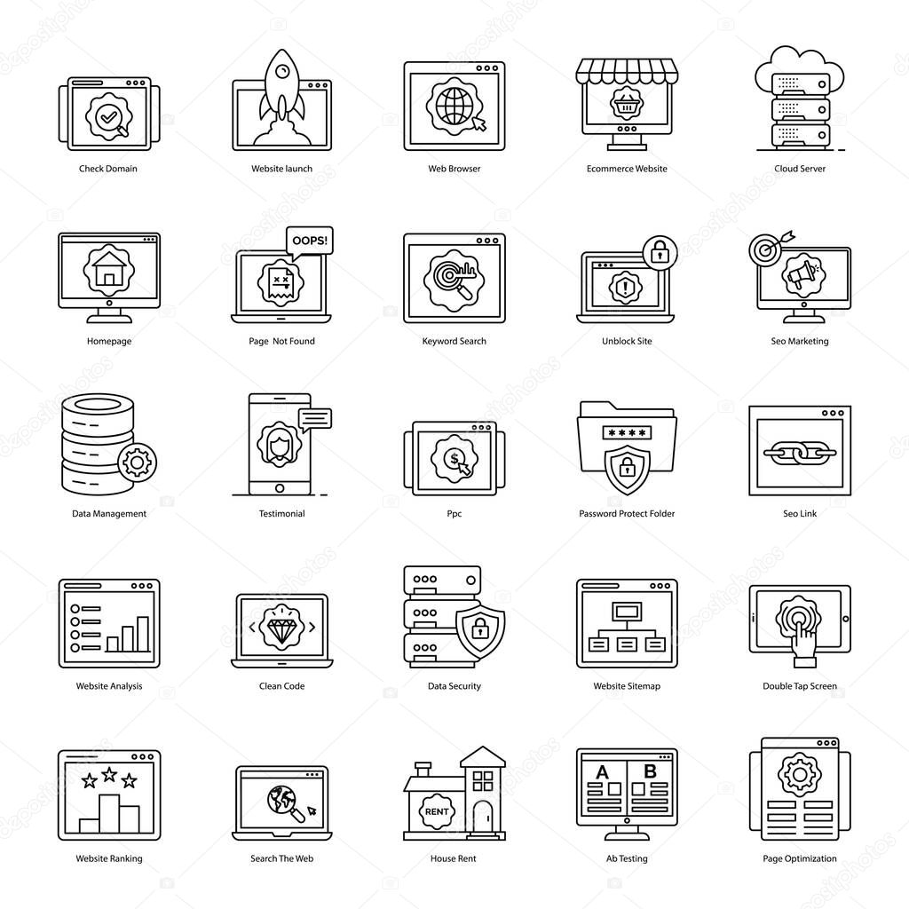 Seo and web line icons pack is here having advantageous vectors. Grab these icons and use as per your project needs. Don't waste time just grab and use the associated department.
