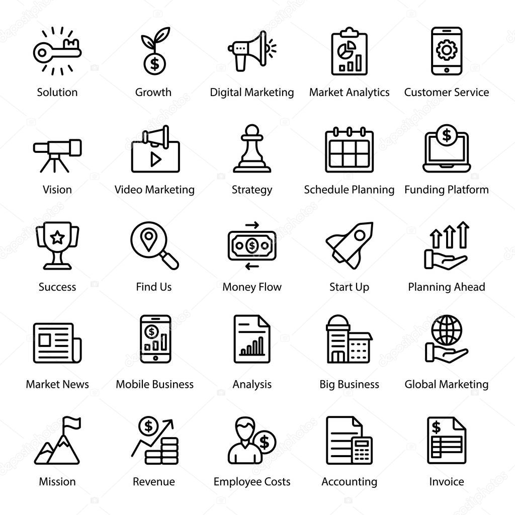 Get your best business policies line icons pack having well defined visuals to use in relevant departments. Grab it now!