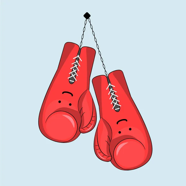 Şirin Kırmızı Boks Eldivenlerinin Vektör Çizimi Bağcıklı Boks Eldivenleri Fayans — Stok Vektör