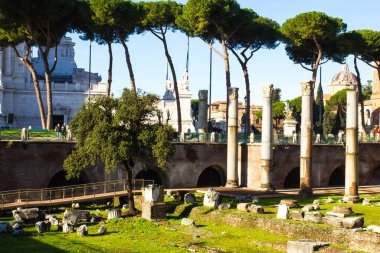 Roma. Trajan 'ın Forumu (Foro di Traiano) - bir açık hava arkeoloji müzesi