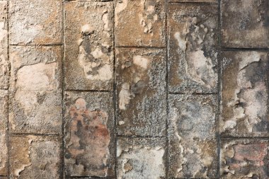 Eski bir kahverengi tuğla duvar dokusu. Soyulması boya. Tuğla dikey stand