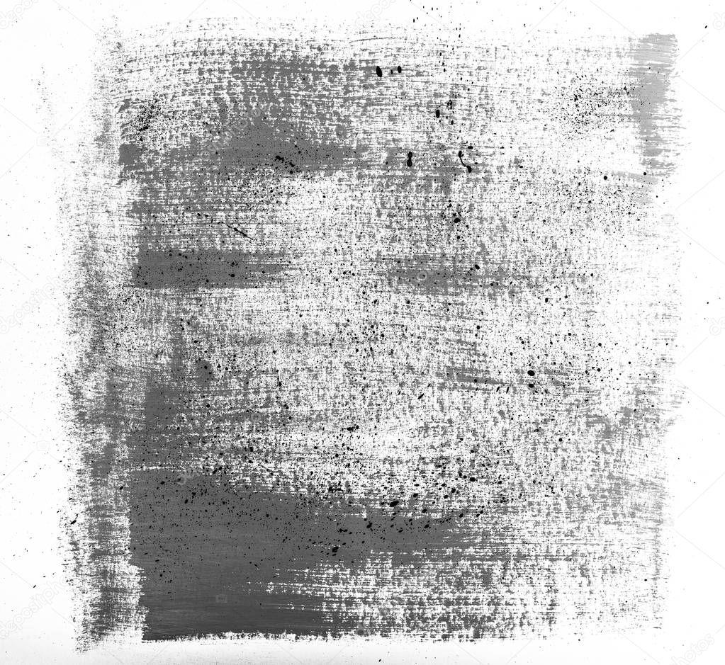 Traces of brushes on paper. Texture on white background. Tissue print on paper. Fabric pattern. Black grey gray color