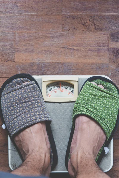 Man standing on weight scale