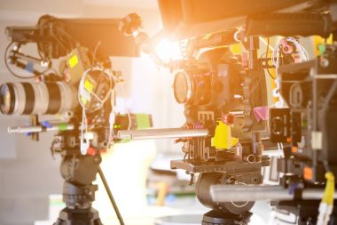 detail of professional camera equipment, film production studio clipart