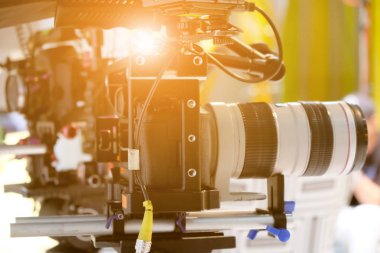 profesyonel kamera ekipmanı, film yapım stüdyosu detay