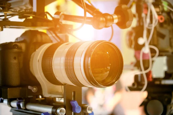 Λεπτομέρεια Του Εξοπλισμού Επαγγελματική Φωτογραφική Μηχανή Στούντιο Παραγωγής Ταινιών — Φωτογραφία Αρχείου