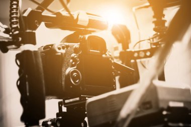 profesyonel kamera ekipmanı, film yapım stüdyosu detay