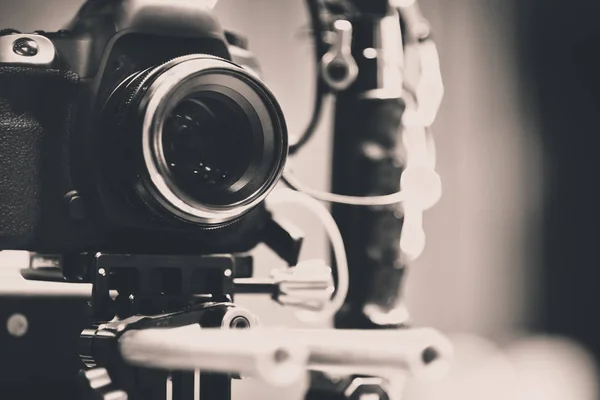 Detail Van Video Camera Film Crew Productie Achter Schermen Achtergrond — Stockfoto
