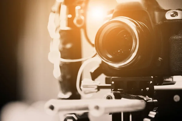 Detalj Videokamera Filmbesättning Produktion Bakom Kulisserna Bakgrund — Stockfoto