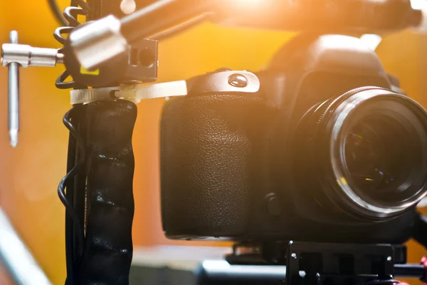 Cinema Camera Filmset Achter Scènes Achtergrond Film Bemanning Productie — Stockfoto