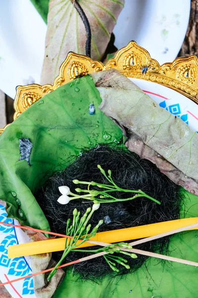 Haren Het Blad Van Lotus Ceremonie Van Haar Scheren Boeddhistische — Stockfoto