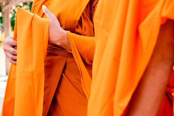 Yellow Robe Buddhist Monks Closeup Buddhist Monk — Stock Photo, Image