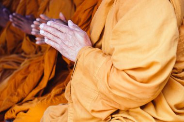 image of Buddhist monks praying clipart