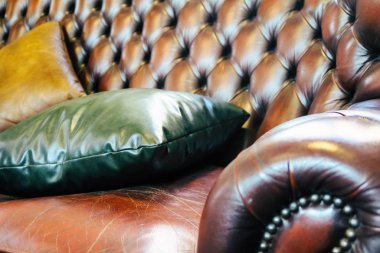 Detail image of vintage leather sofa
