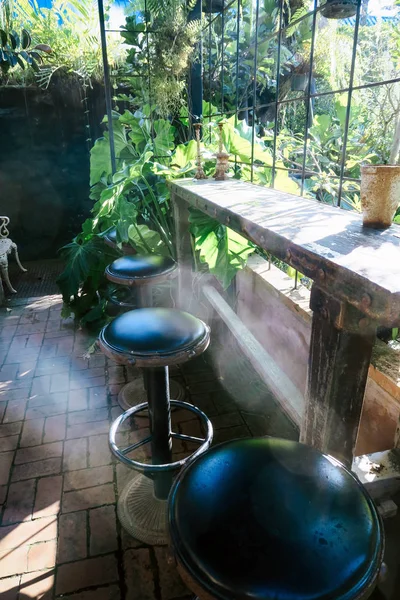 Comptoir Bar Chaises Avec Vue Sur Jardin — Photo