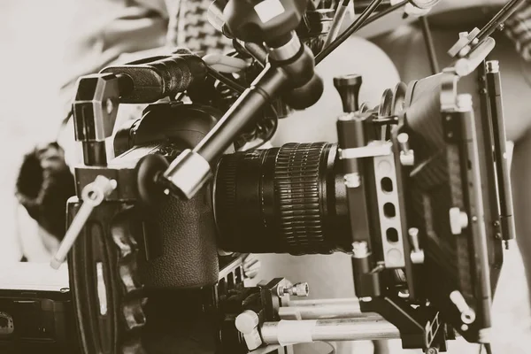 Industria Cinematográfica Filmación Con Fondo Cámara Profesional — Foto de Stock