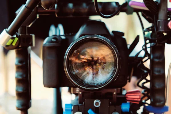 Κινηματογραφική Βιομηχανία Κινηματογράφηση Επαγγελματική Κάμερα Φόντου — Φωτογραφία Αρχείου