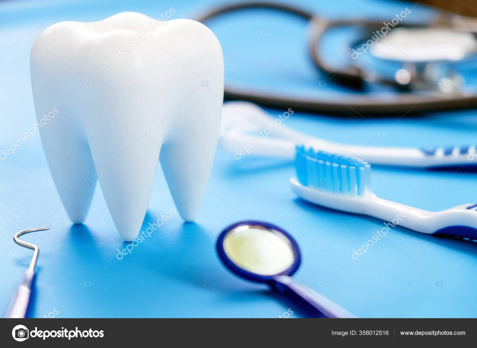 Dental Model Dental Equipment Blue Background Concept Image Dental