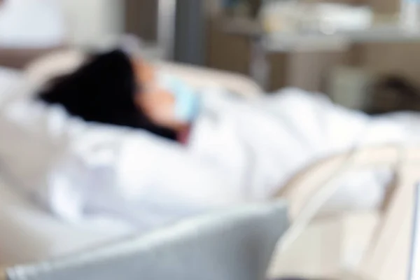 Flou Abstrait Des Patients Âgés Dans Fond Lit Hôpital — Photo
