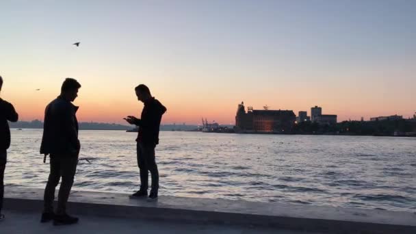 Rush Hour Kadikoy Pier Sunset Time Istanbul Turkey — Stock Video