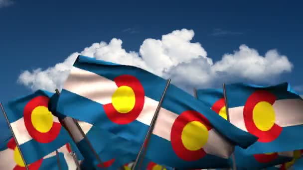 Wapperende vlaggen van de staat Colorado — Stockvideo