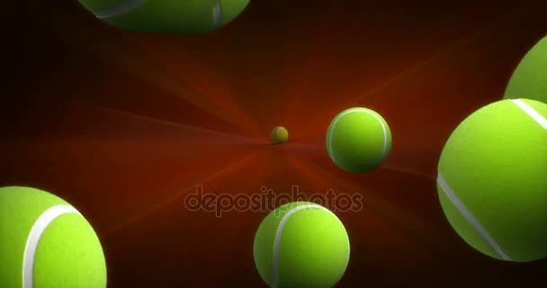 Spawn tenisové míčky pozadí — Stock video